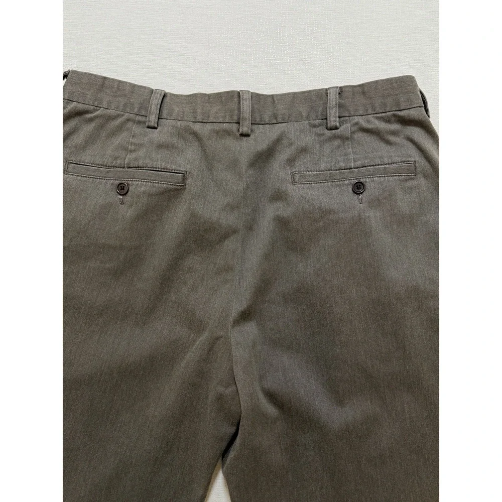 Brooks Brothers Elliot Mens 36x32 Brown Pleated Cuffed Stretch Chino Pants